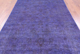 Purple Full Pile Overdyed Hand Knotted Wool Rug - 6' 6" X 10' 0" - Golden Nile