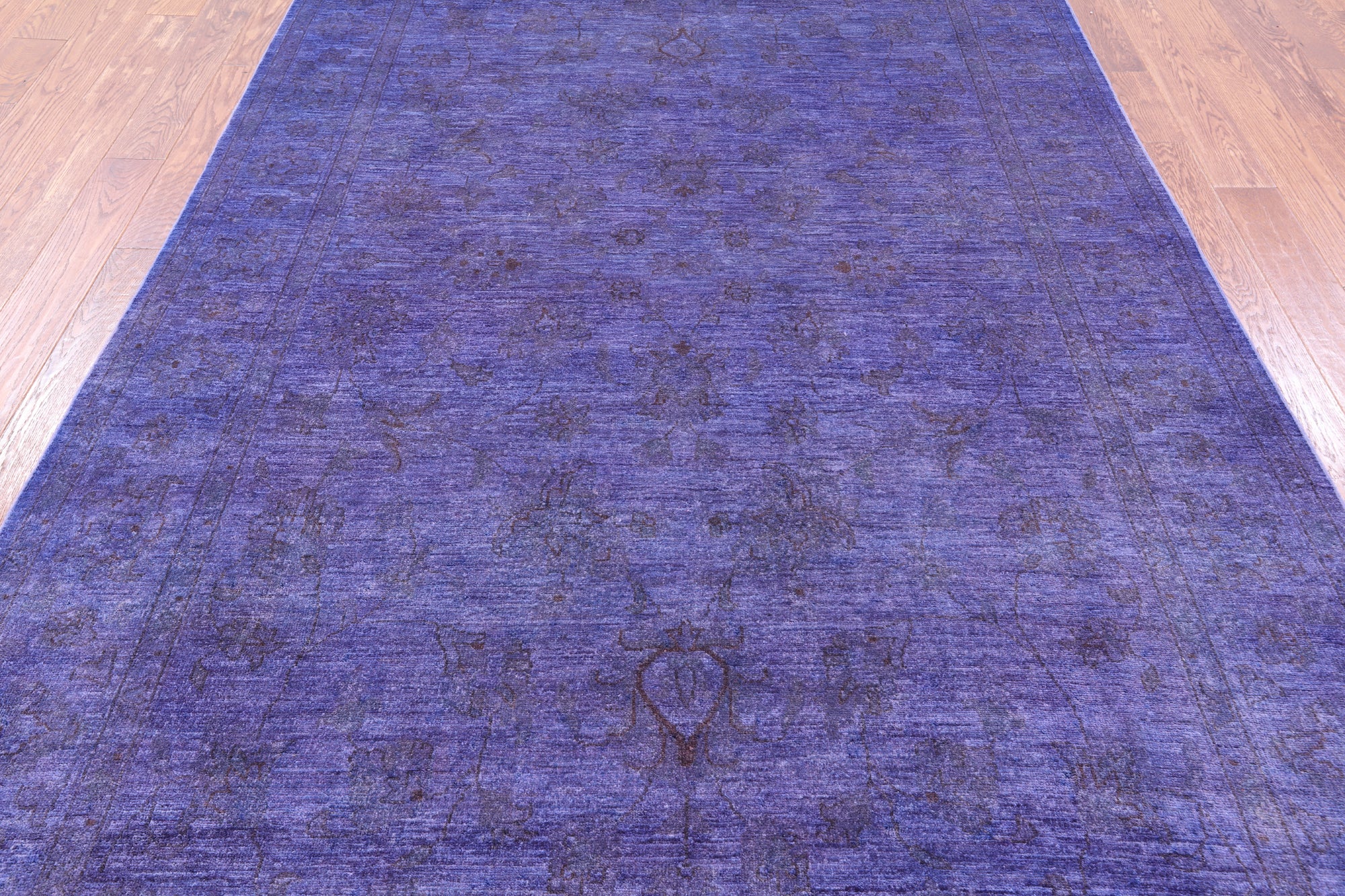 Purple Full Pile Overdyed Hand Knotted Wool Rug - 6' 6" X 10' 0" - Golden Nile