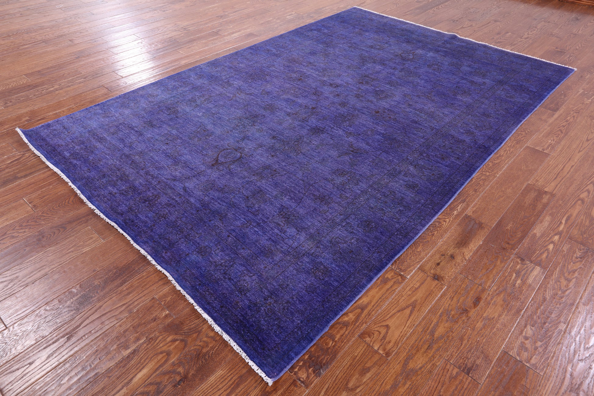 Purple Full Pile Overdyed Hand Knotted Wool Rug - 6' 6" X 10' 0" - Golden Nile