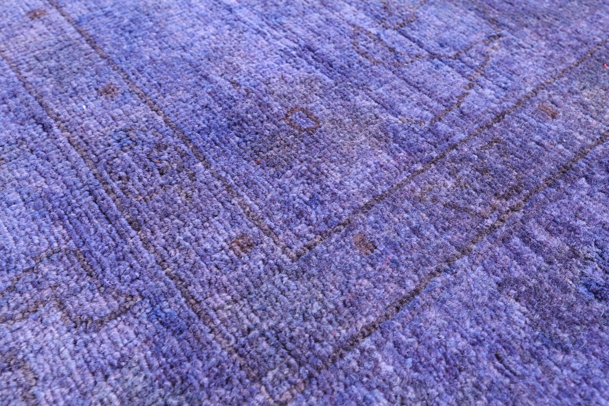 Purple Full Pile Overdyed Hand Knotted Wool Rug - 6' 6" X 10' 0" - Golden Nile
