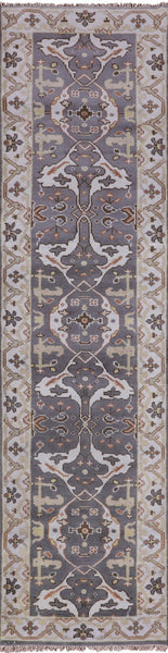 Grey Turkish Oushak Hand Knotted Wool Runner Rug - 2' 7" X 10' 0" - Golden Nile