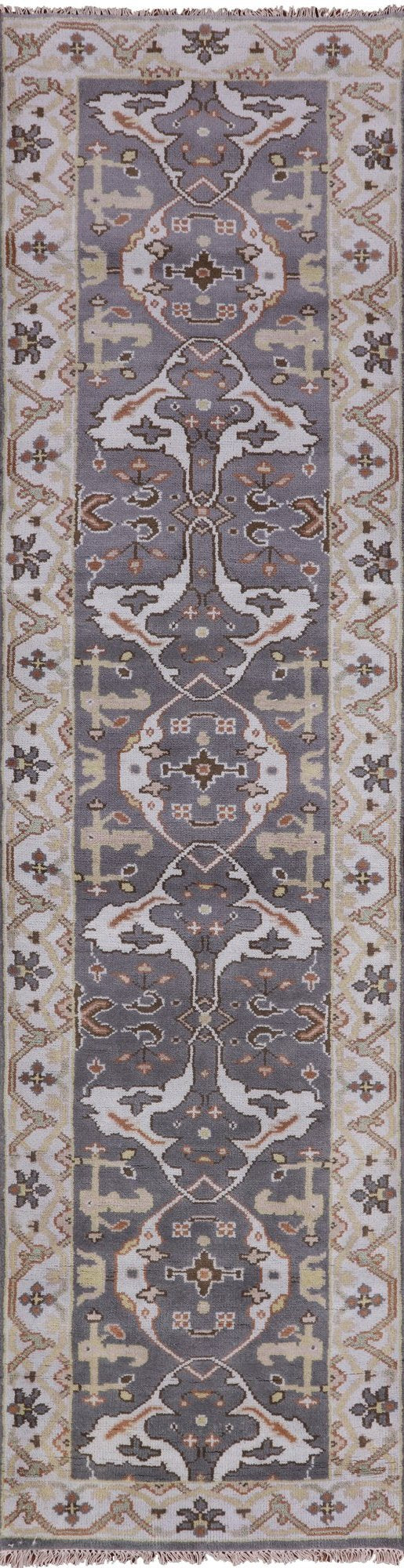 Grey Turkish Oushak Hand Knotted Wool Runner Rug - 2' 7" X 10' 0" - Golden Nile