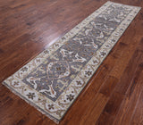 Grey Turkish Oushak Hand Knotted Wool Runner Rug - 2' 7" X 10' 0" - Golden Nile