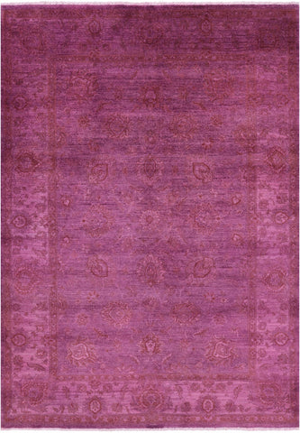 Pink Full Pile Overdyed Hand Knotted Wool Rug - 5' 5