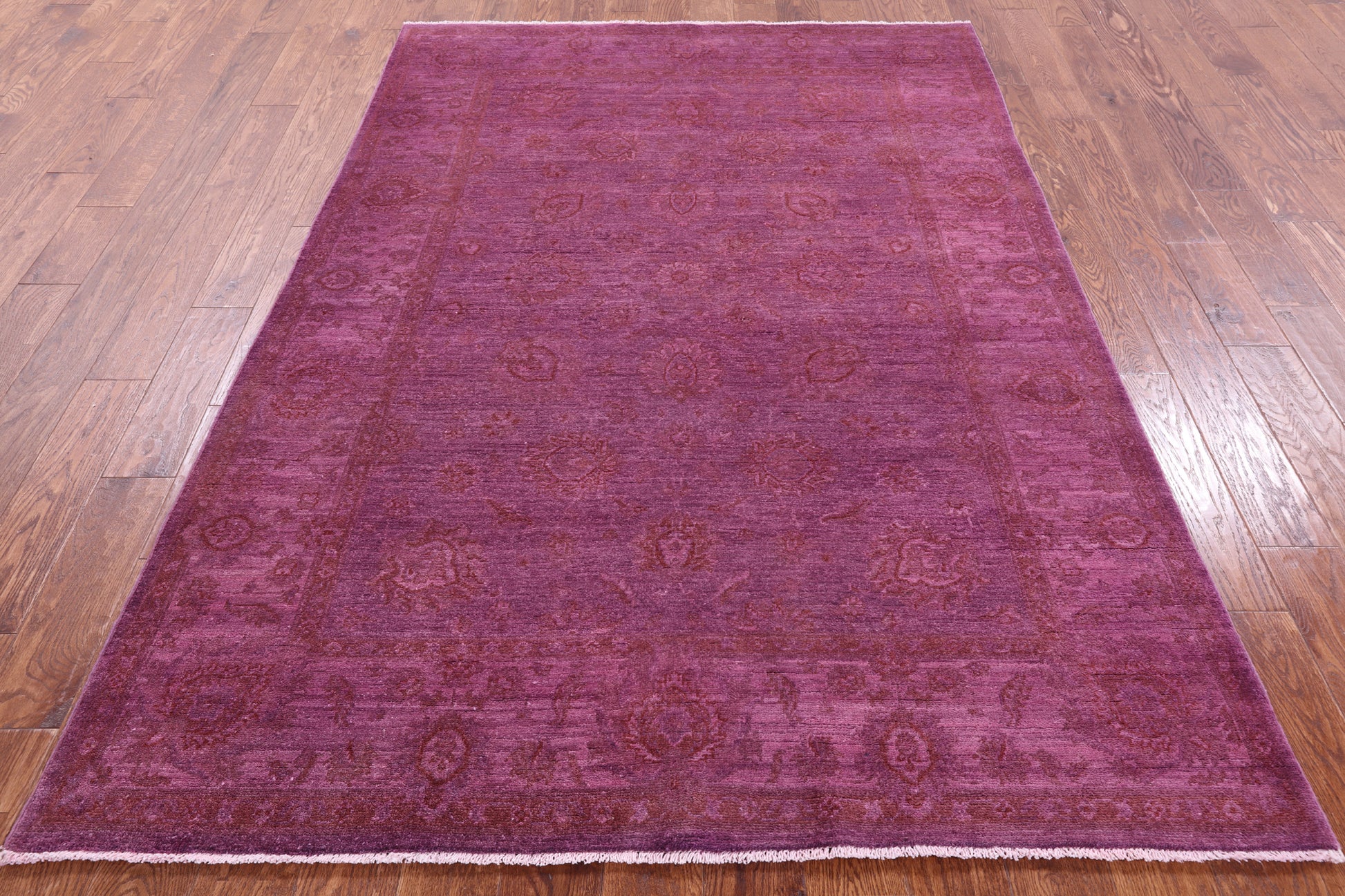 Pink Full Pile Overdyed Hand Knotted Wool Rug - 5' 5" X 7' 9" - Golden Nile