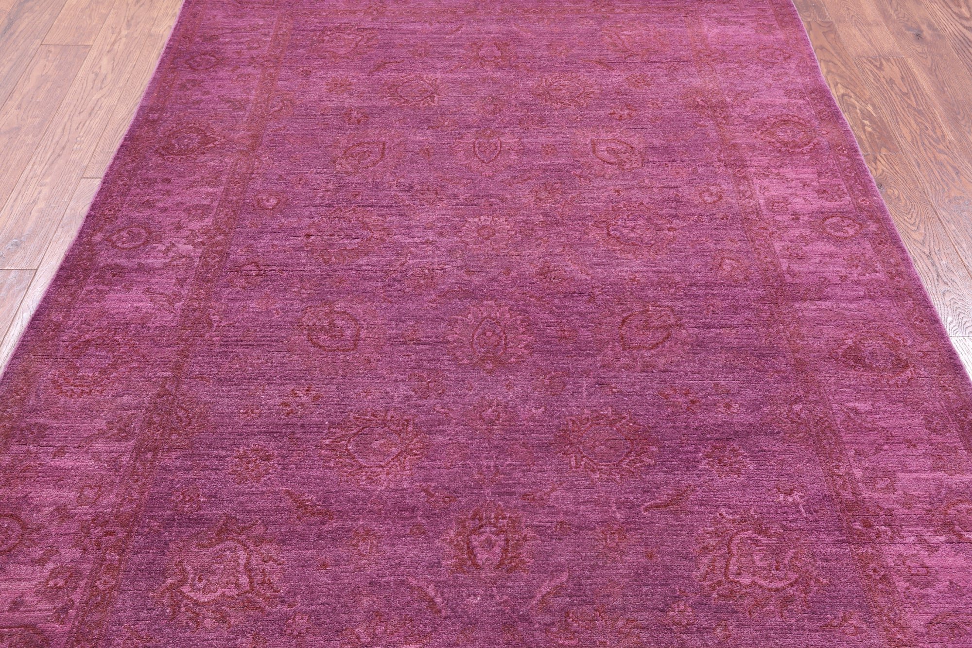 Pink Full Pile Overdyed Hand Knotted Wool Rug - 5' 5" X 7' 9" - Golden Nile