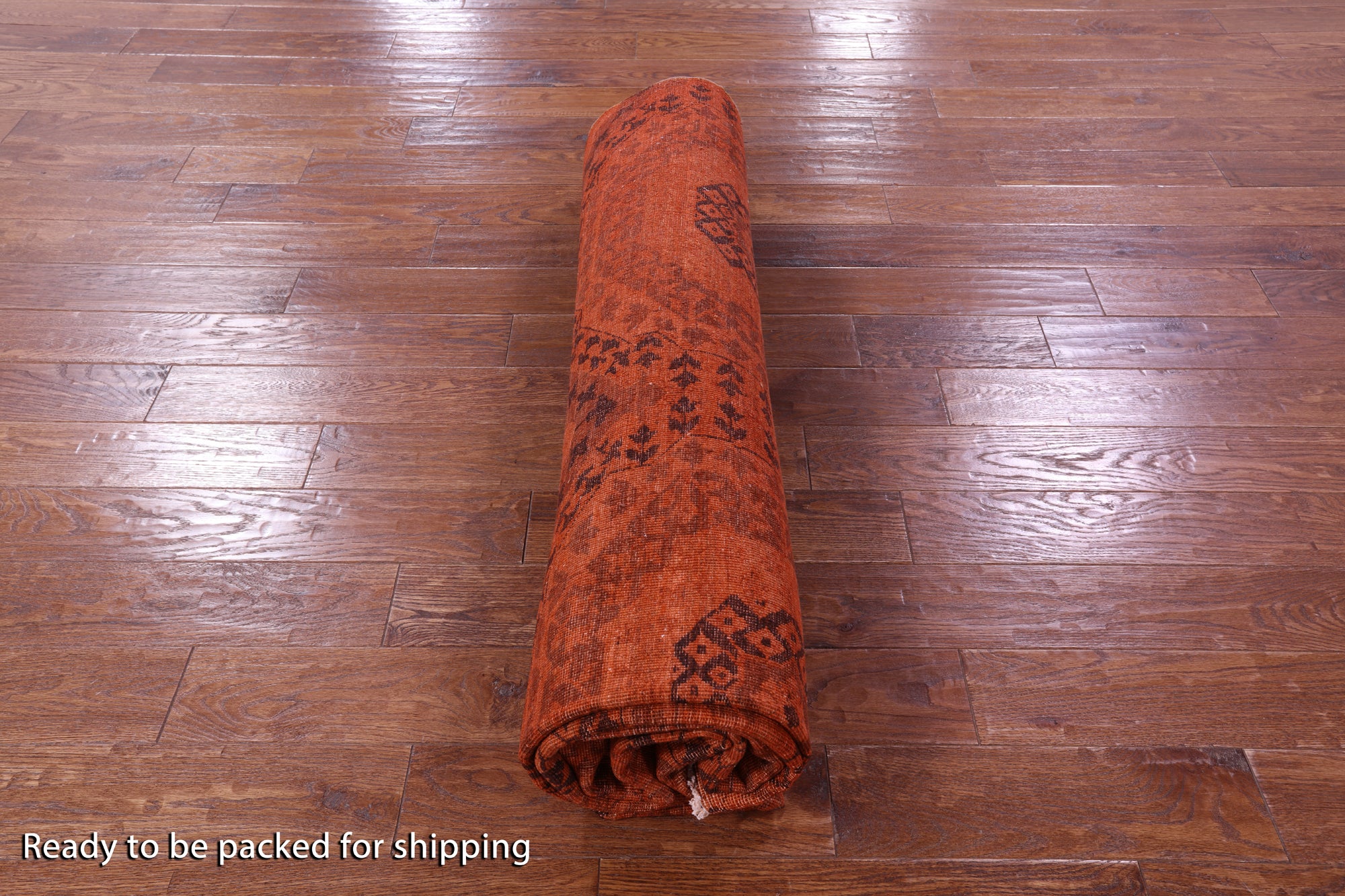 Orange Mamluk Full Pile Overdyed Hand Knotted Wool Rug - 7' 11" X 9' 8" - Golden Nile