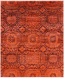 Orange Mamluk Full Pile Overdyed Hand Knotted Wool Rug - 7' 11" X 9' 8" - Golden Nile