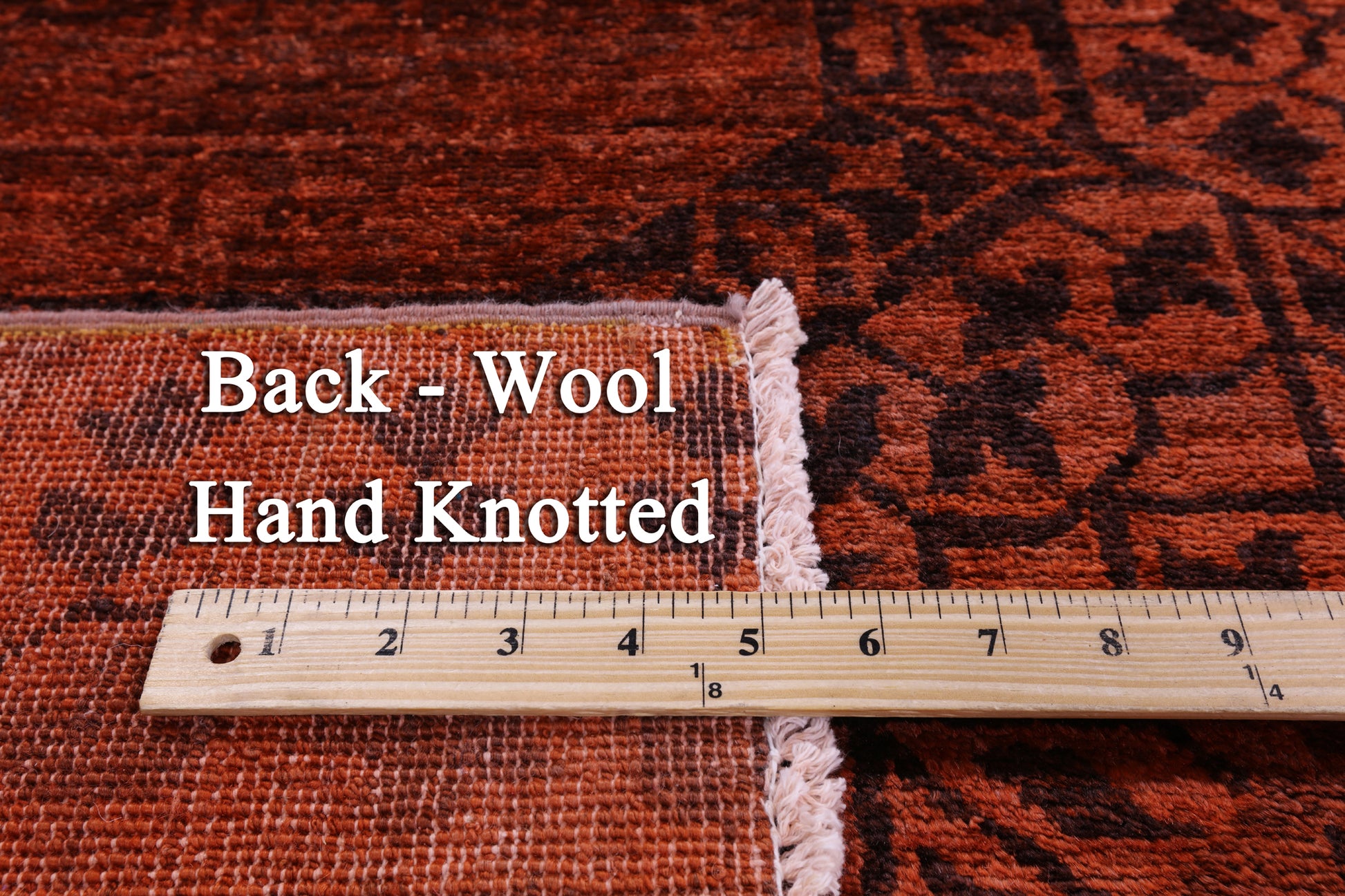 Orange Mamluk Full Pile Overdyed Hand Knotted Wool Rug - 7' 11" X 9' 8" - Golden Nile