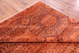 Orange Mamluk Full Pile Overdyed Hand Knotted Wool Rug - 7' 11" X 9' 8" - Golden Nile