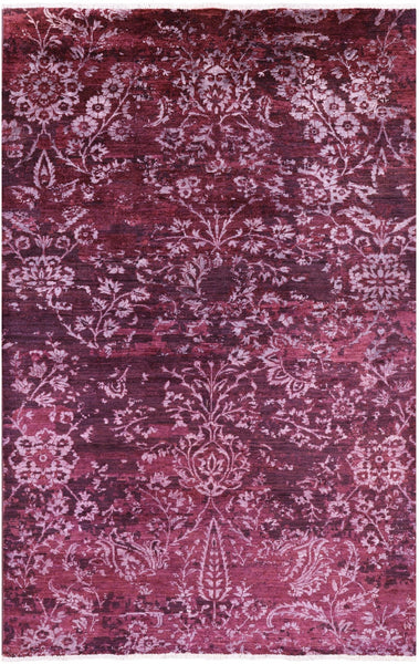 Contemporary Handmade Wool & Silk Rug - 4' 10" X 7' 7" - Golden Nile
