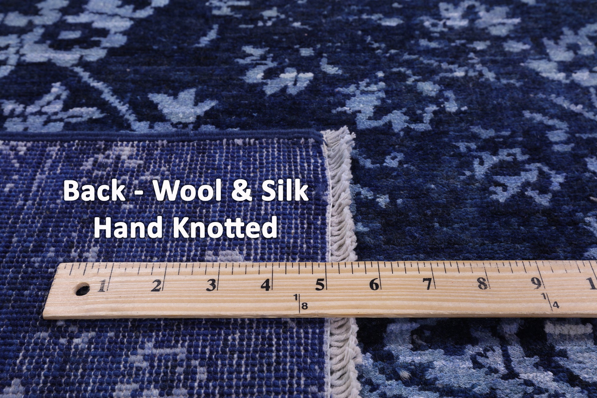 Blue Contemporary Hand Knotted Wool & Silk Rug - 6' 0" X 8' 9" - Golden Nile