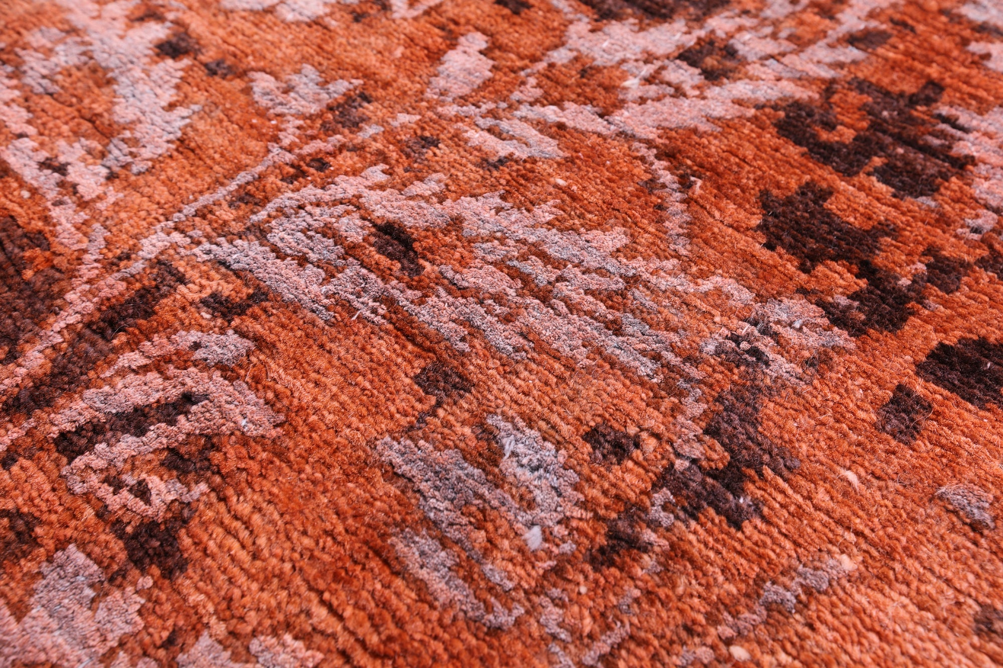 Orange Contemporary Hand Knotted Wool & Silk Rug - 4' 9" X 7' 8" - Golden Nile