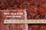 Orange Contemporary Hand Knotted Wool & Silk Rug - 4' 9" X 7' 8" - Golden Nile