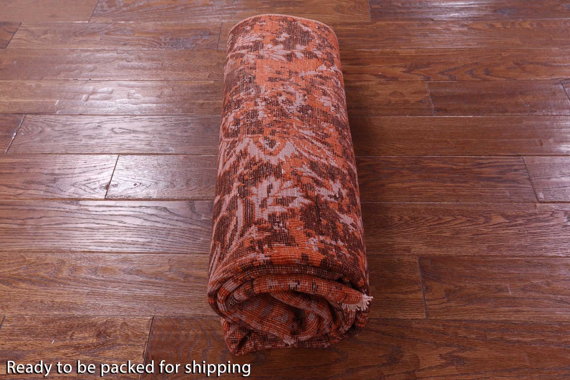 Orange Contemporary Hand Knotted Wool & Silk Rug - 4' 9" X 7' 8" - Golden Nile