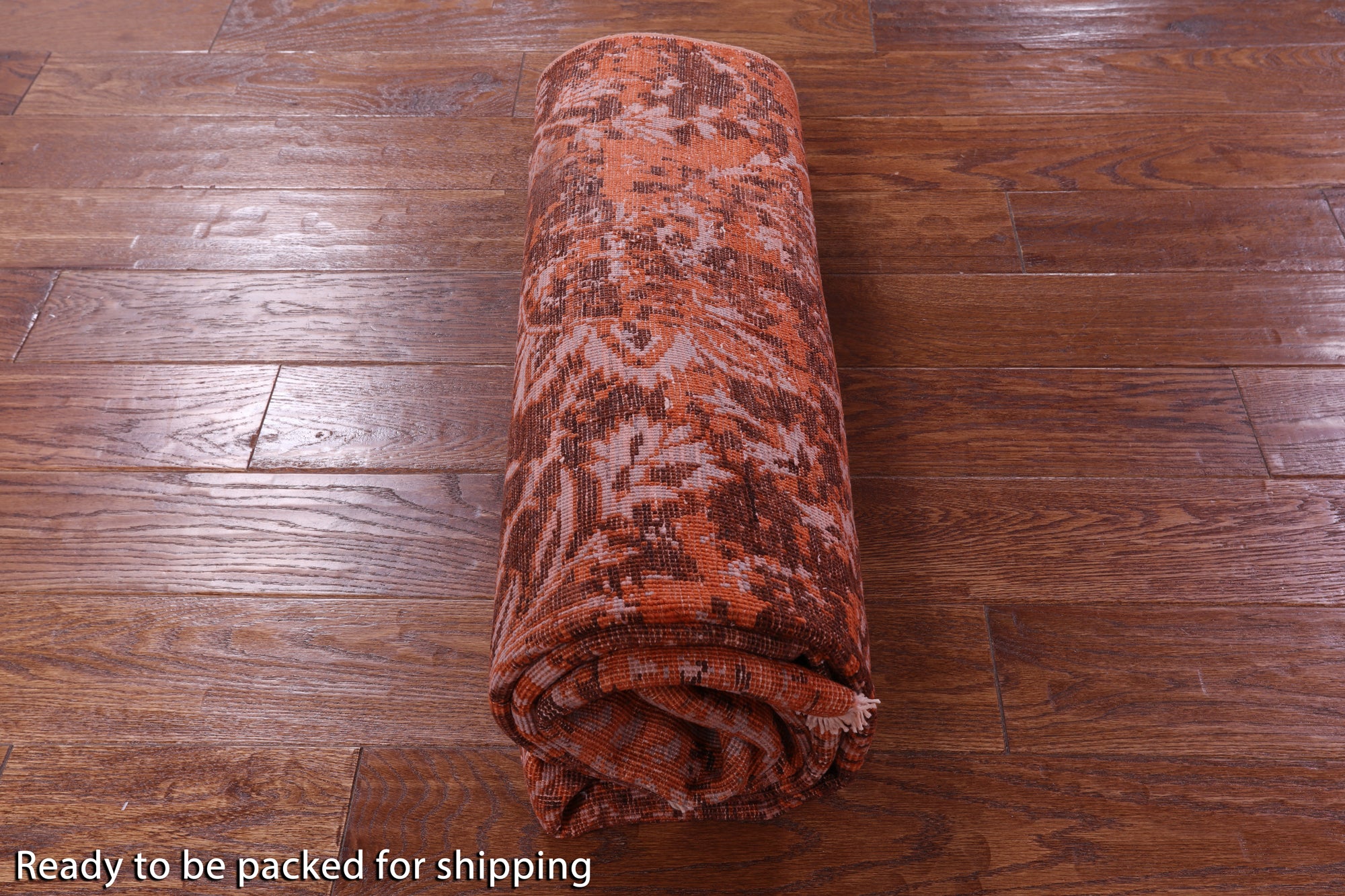Orange Contemporary Hand Knotted Wool & Silk Rug - 4' 9" X 7' 8" - Golden Nile