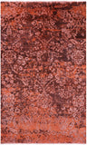 Orange Contemporary Hand Knotted Wool & Silk Rug - 4' 9" X 7' 8" - Golden Nile