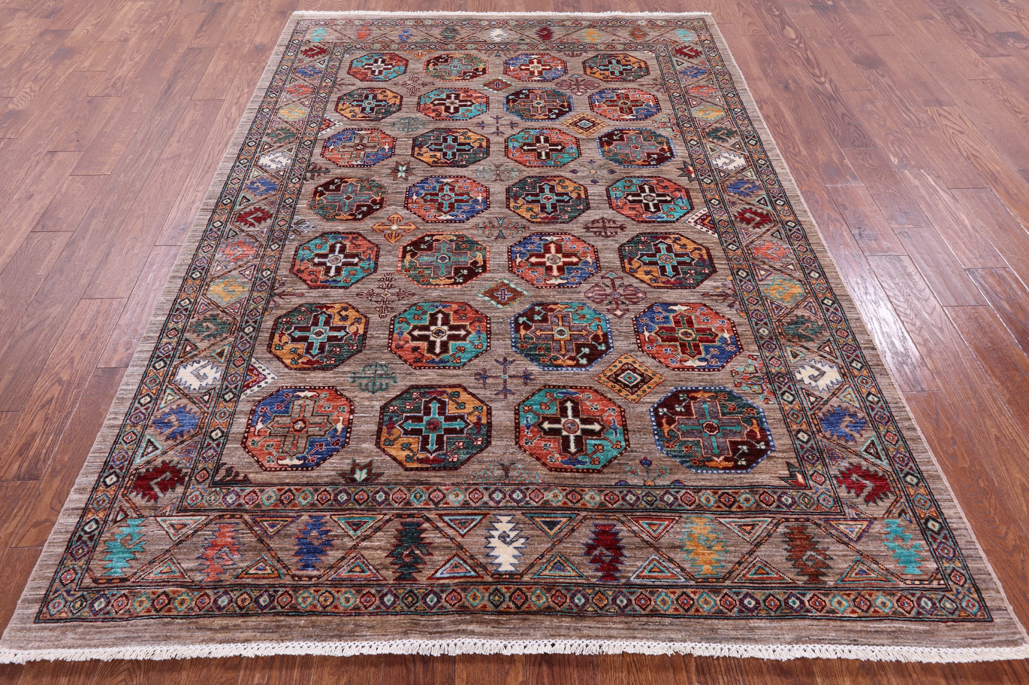 Turkmen Ersari Hand Knotted Wool Rug - 6' 1" X 8' 8" - Golden Nile