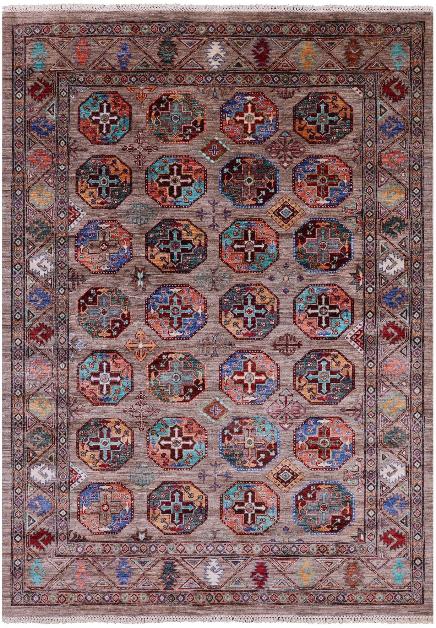 Turkmen Ersari Hand Knotted Wool Rug - 6' 1" X 8' 8" - Golden Nile