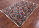 Turkmen Ersari Hand Knotted Wool Rug - 6' 1" X 8' 8" - Golden Nile