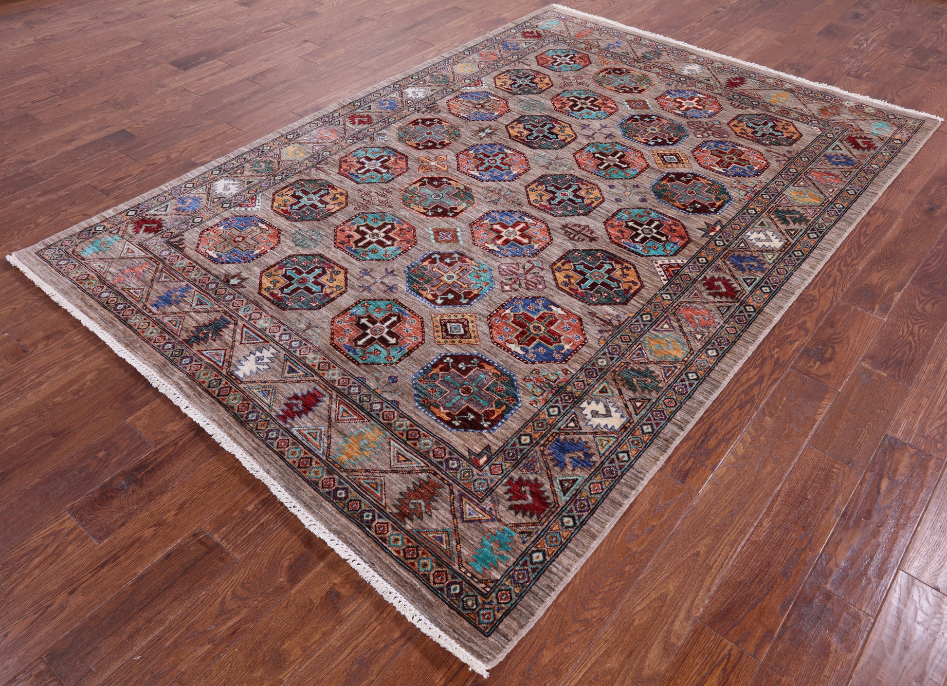 Turkmen Ersari Hand Knotted Wool Rug - 6' 1" X 8' 8" - Golden Nile