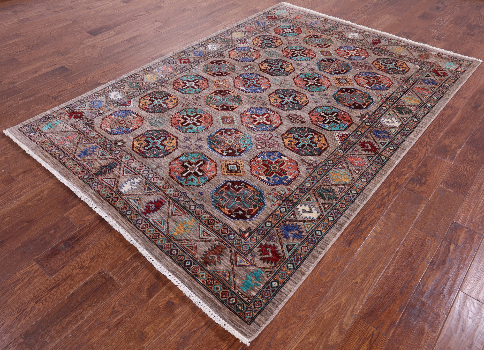 Turkmen Ersari Hand Knotted Wool Rug - 6' 1" X 8' 8" - Golden Nile