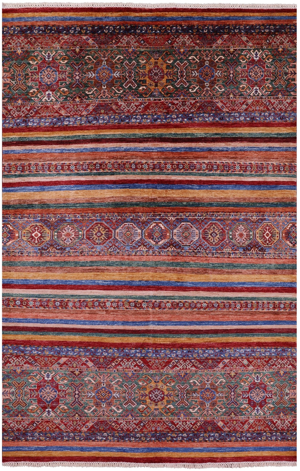 Khorjin Persian Gabbeh Hand Knotted Wool Rug - 5' 7" X 8' 6" - Golden Nile