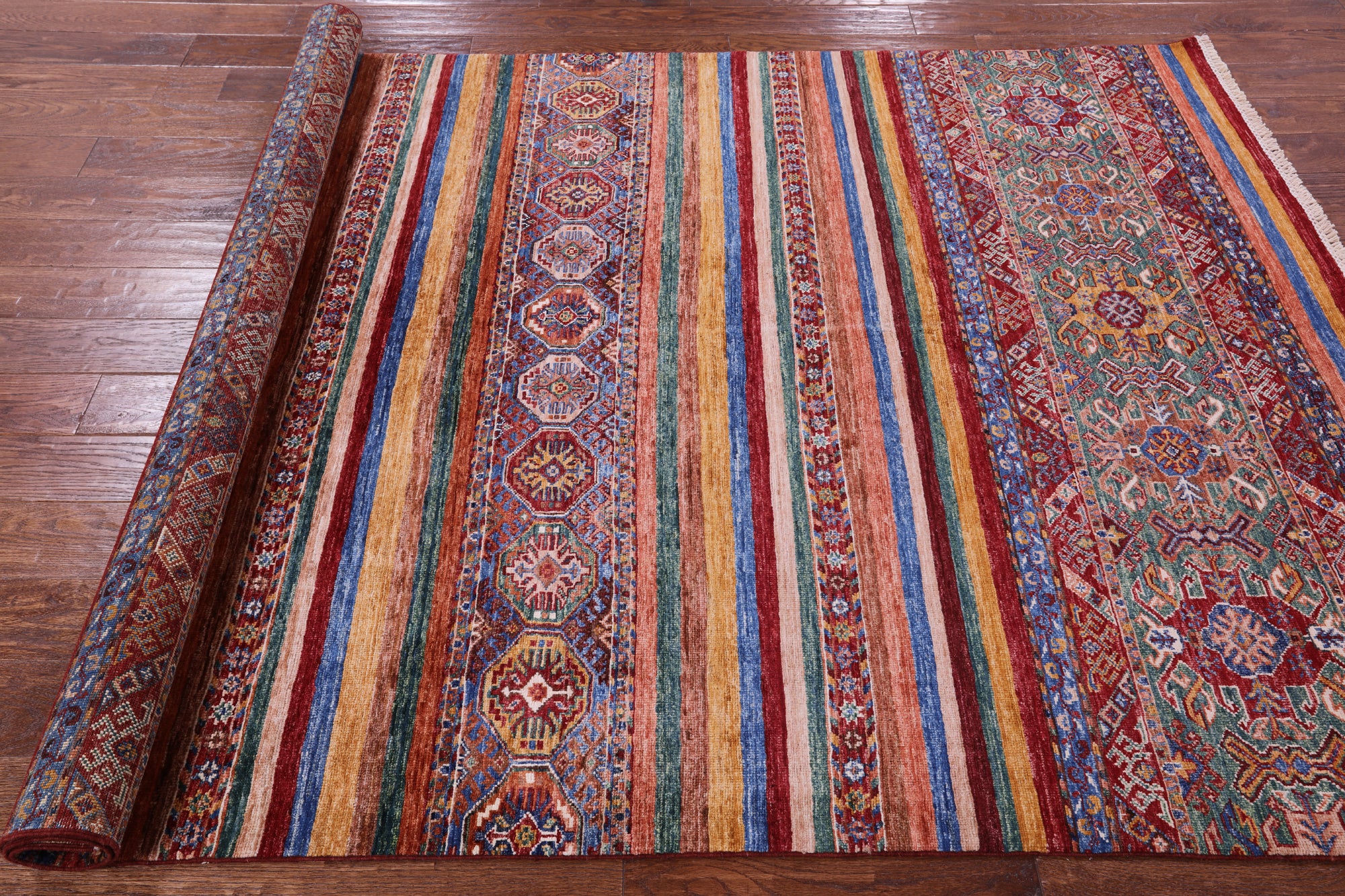 Khorjin Persian Gabbeh Hand Knotted Wool Rug - 5' 7" X 8' 6" - Golden Nile