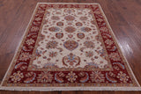 Ivory Persian Tabriz Hand Knotted Wool Rug - 5' 7" X 7' 8" - Golden Nile