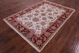 Ivory Persian Tabriz Hand Knotted Wool Rug - 5' 7" X 7' 8" - Golden Nile