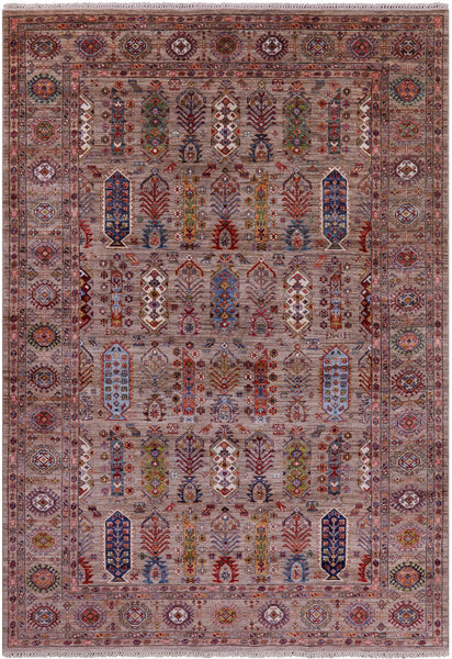 Turkmen Ersari Handmade Wool Rug - 6' 9" X 9' 9" - Golden Nile