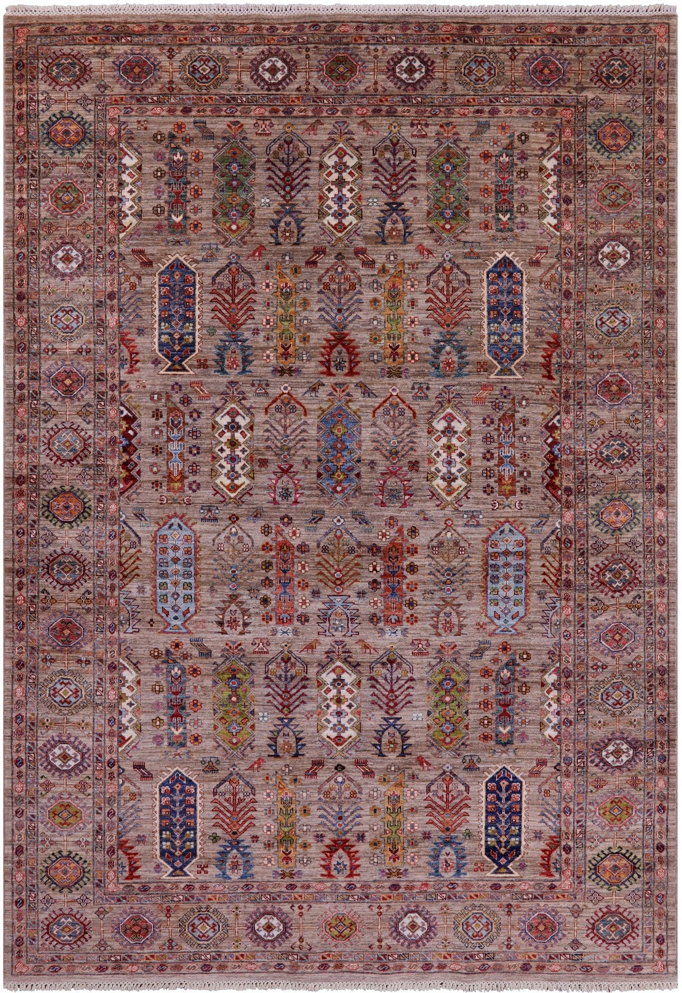 Turkmen Ersari Handmade Wool Rug - 6' 9" X 9' 9" - Golden Nile