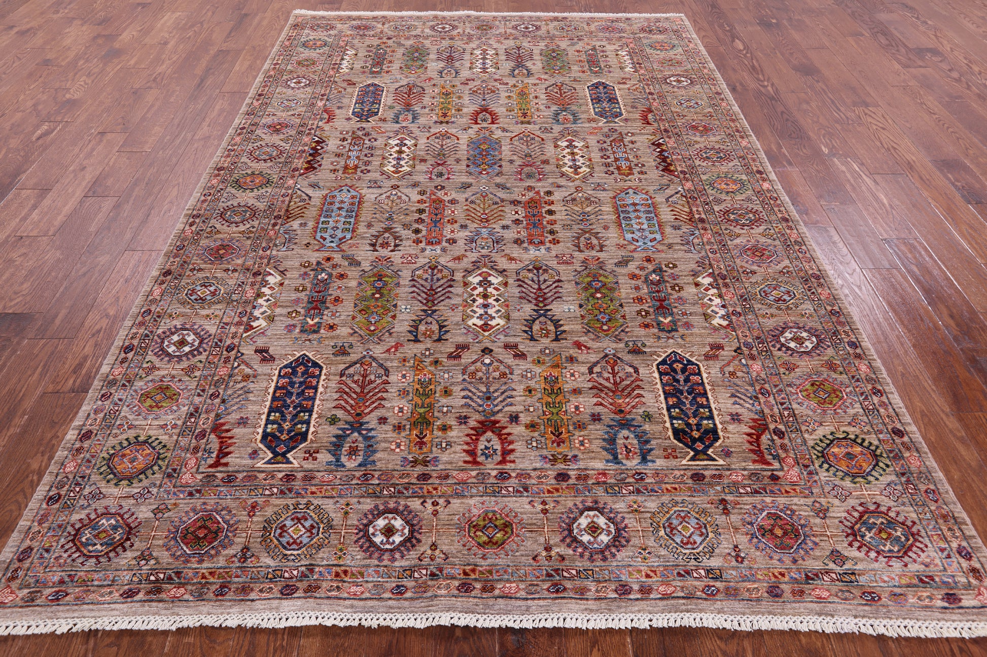 Turkmen Ersari Handmade Wool Rug - 6' 9" X 9' 9" - Golden Nile