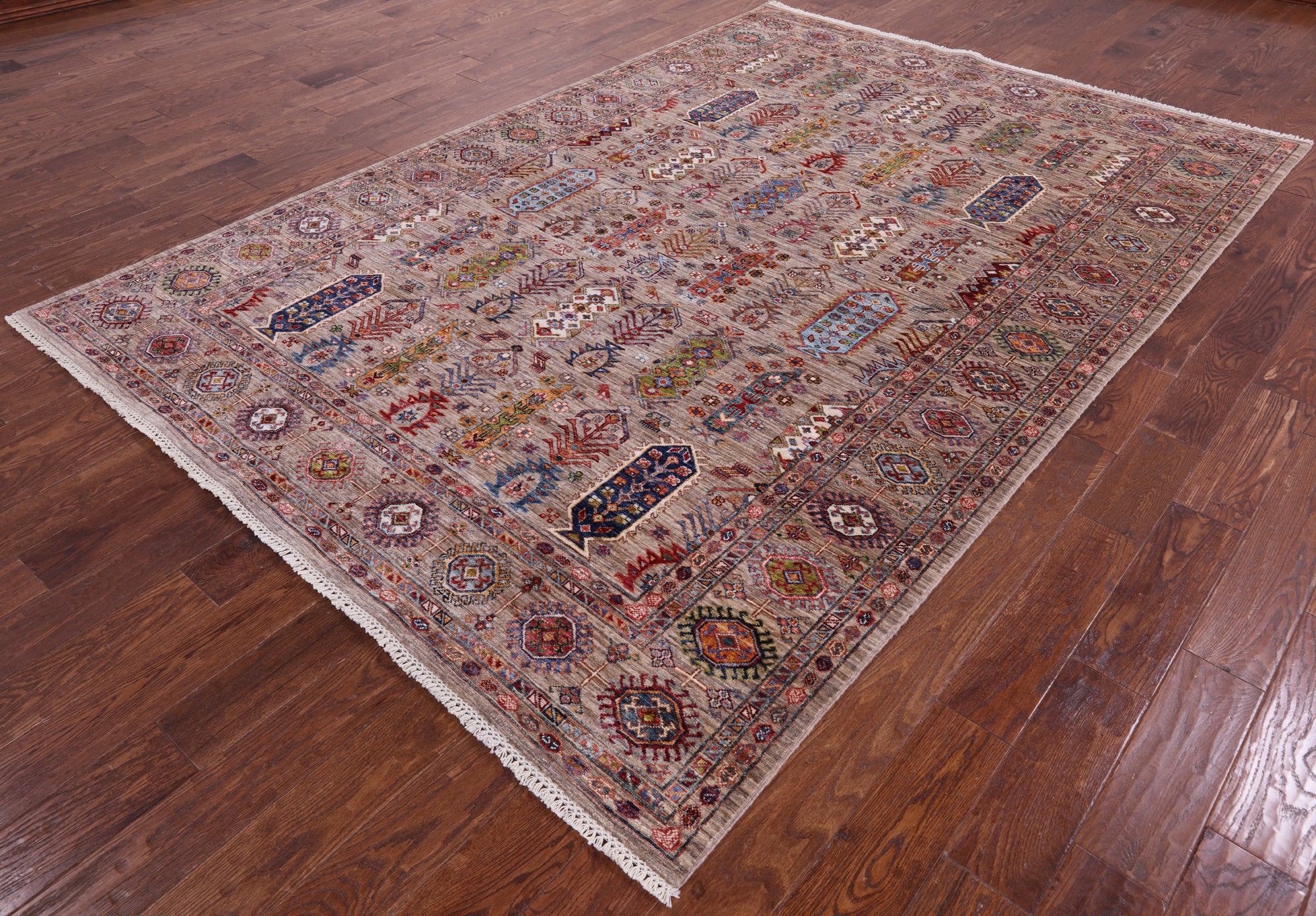 Turkmen Ersari Handmade Wool Rug - 6' 9" X 9' 9" - Golden Nile