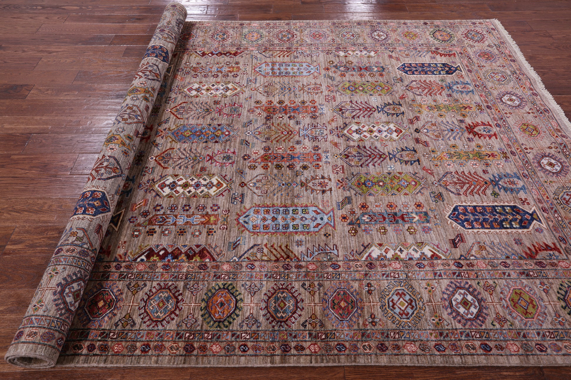 Turkmen Ersari Handmade Wool Rug - 6' 9" X 9' 9" - Golden Nile