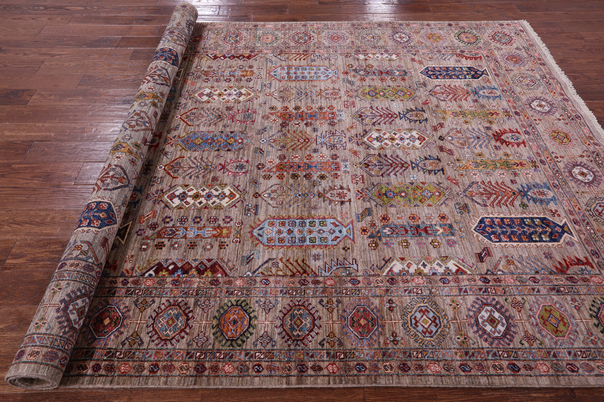 Turkmen Ersari Handmade Wool Rug - 6' 9" X 9' 9" - Golden Nile