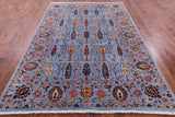 Blue Persian Ziegler Hand Knotted Wool Rug - 6' 10" X 9' 8" - Golden Nile