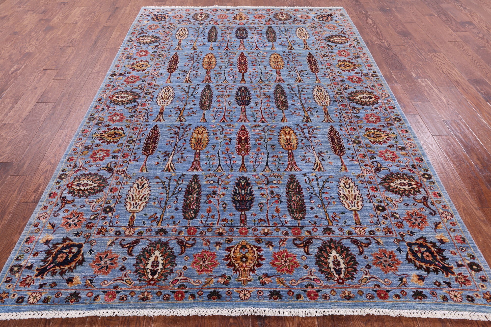 Blue Persian Ziegler Hand Knotted Wool Rug - 6' 10" X 9' 8" - Golden Nile