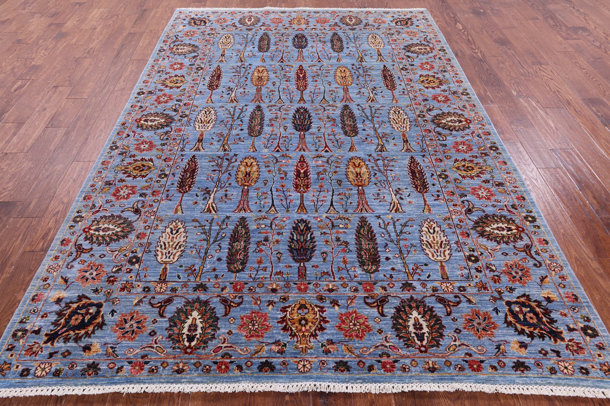 Blue Persian Ziegler Hand Knotted Wool Rug - 6' 10" X 9' 8" - Golden Nile