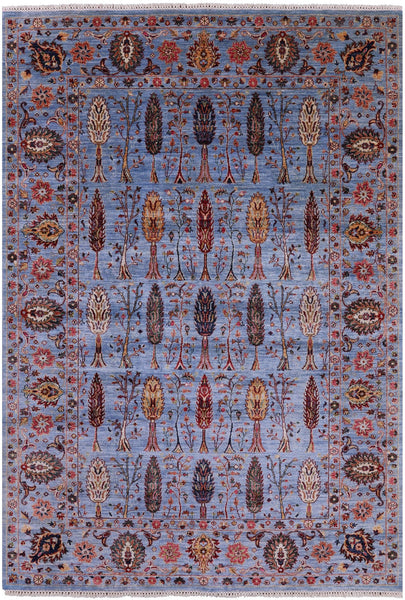 Blue Persian Ziegler Hand Knotted Wool Rug - 6' 10" X 9' 8" - Golden Nile