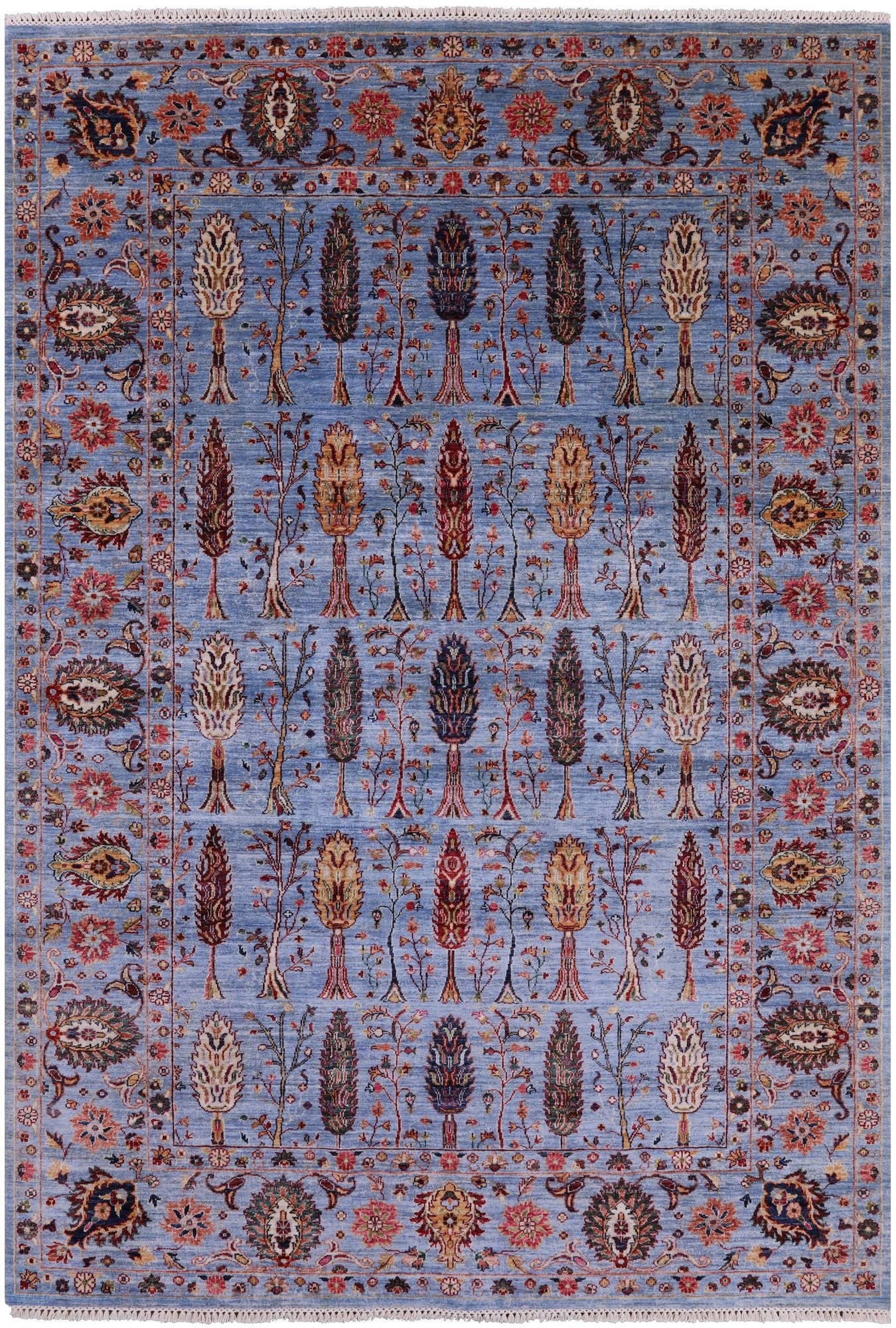 Blue Persian Ziegler Hand Knotted Wool Rug - 6' 10" X 9' 8" - Golden Nile