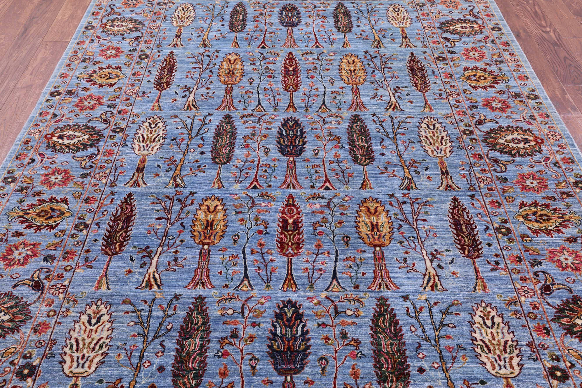 Blue Persian Ziegler Hand Knotted Wool Rug - 6' 10" X 9' 8" - Golden Nile