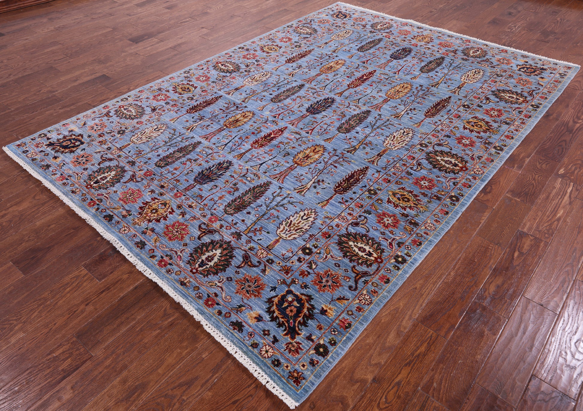Blue Persian Ziegler Hand Knotted Wool Rug - 6' 10" X 9' 8" - Golden Nile