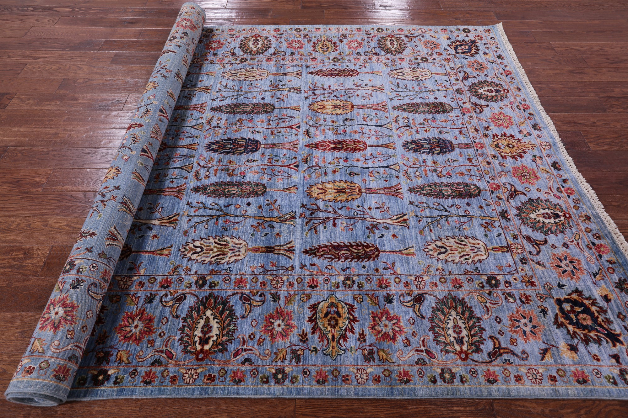 Blue Persian Ziegler Hand Knotted Wool Rug - 6' 10" X 9' 8" - Golden Nile