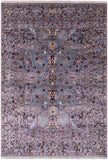Grey Peshawar Hand Knotted Wool Rug - 5' 8" X 7' 10" - Golden Nile