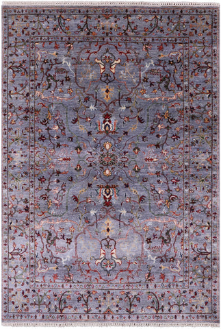 Grey Peshawar Hand Knotted Wool Rug - 5' 8