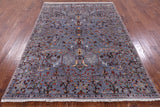 Grey Peshawar Hand Knotted Wool Rug - 5' 8" X 7' 10" - Golden Nile