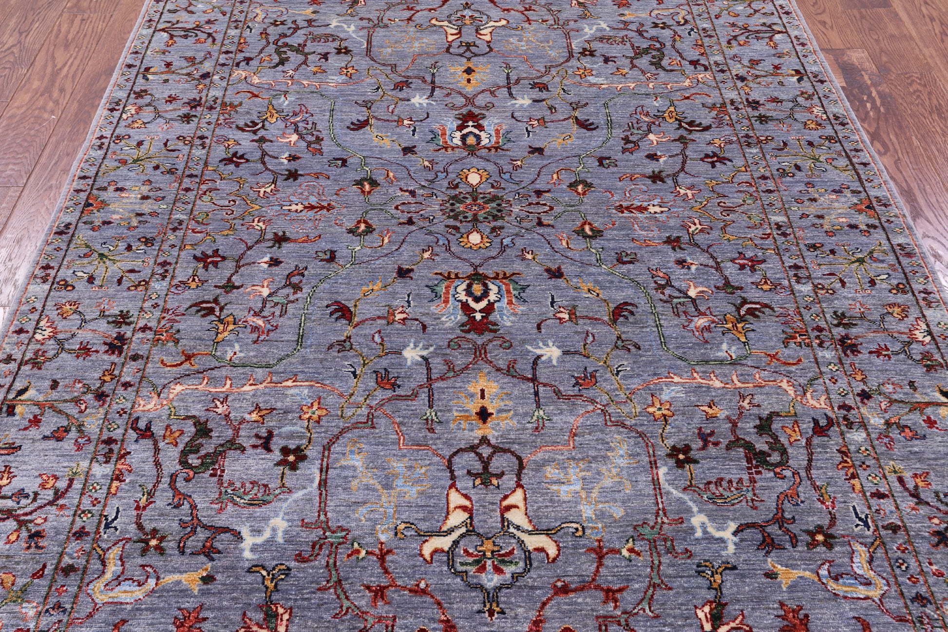 Grey Peshawar Hand Knotted Wool Rug - 5' 8" X 7' 10" - Golden Nile