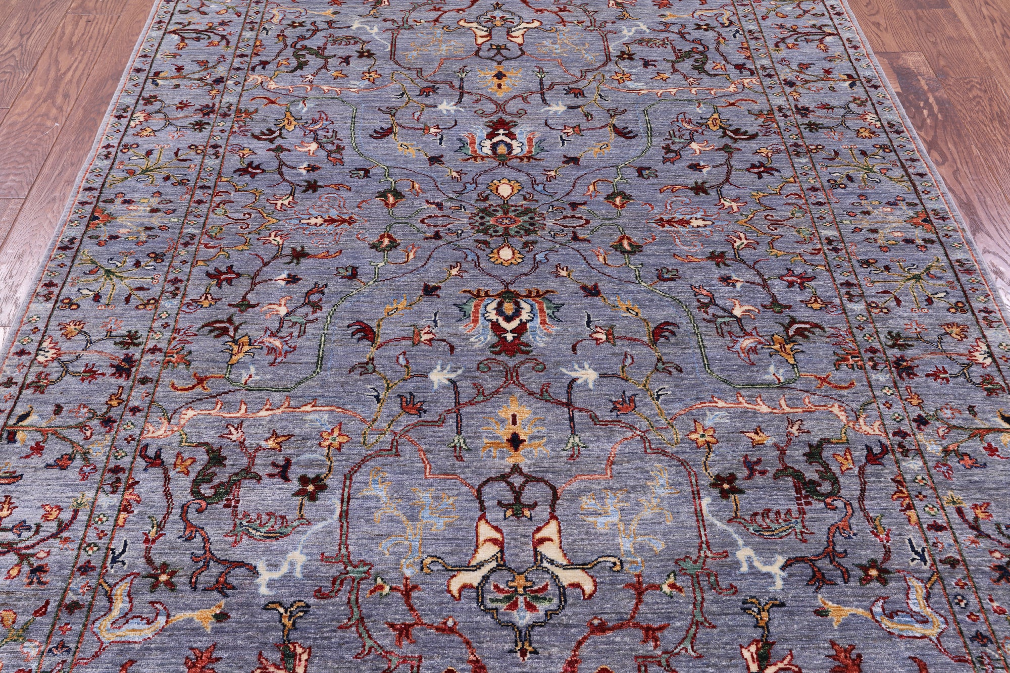 Grey Peshawar Hand Knotted Wool Rug - 5' 8" X 7' 10" - Golden Nile