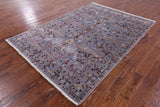Grey Peshawar Hand Knotted Wool Rug - 5' 8" X 7' 10" - Golden Nile